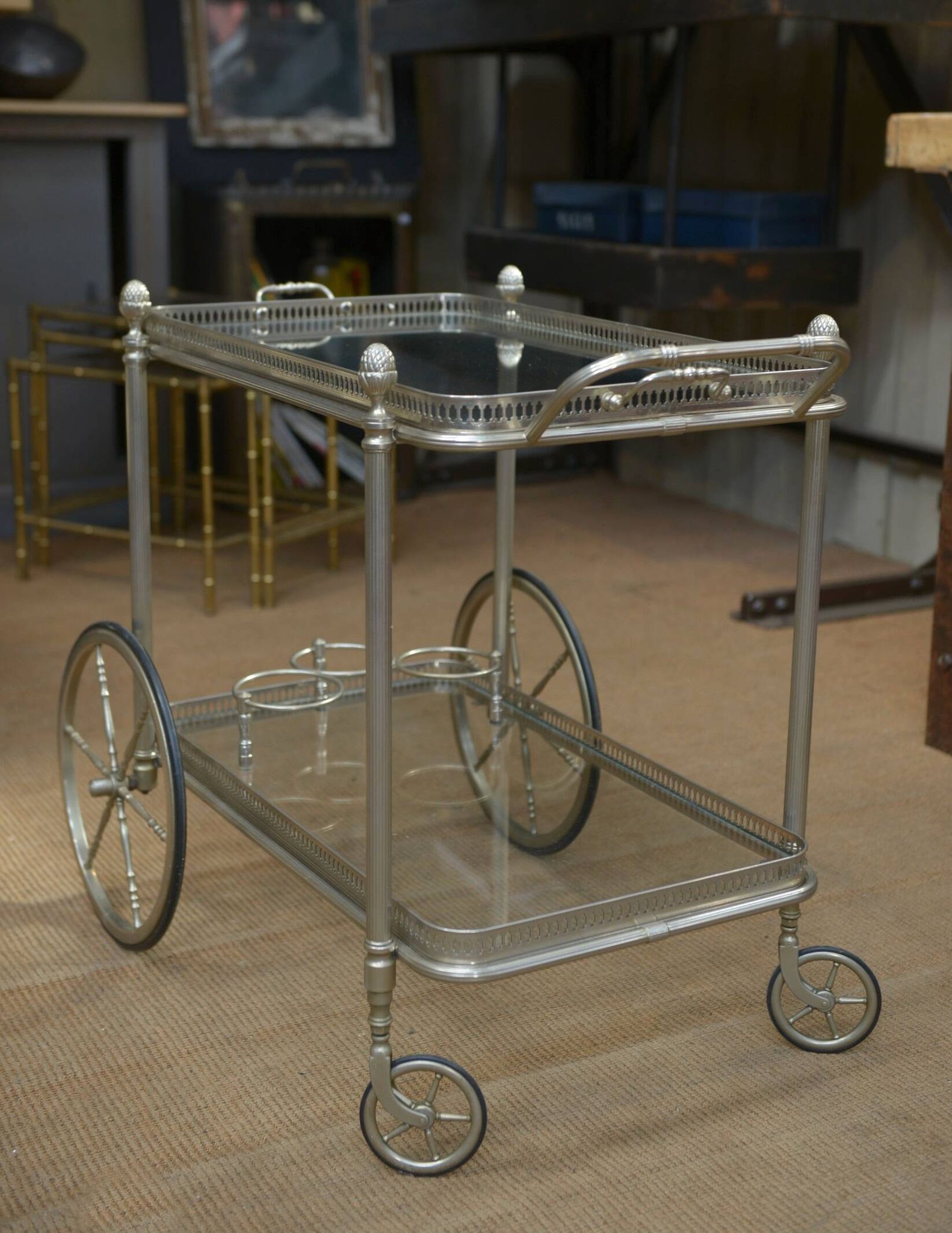metal drinks trolley, France, 1960