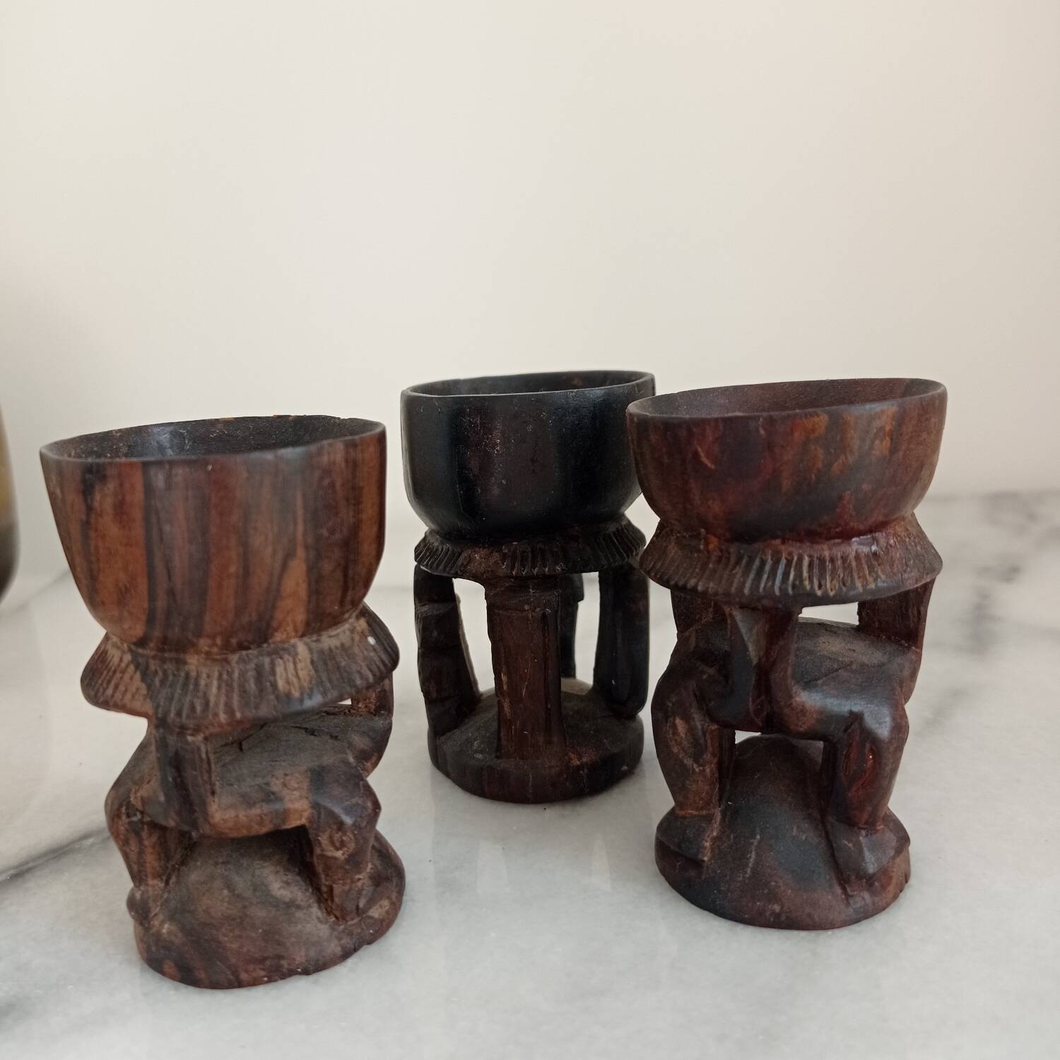 Artisanal wooden egg cups