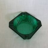 Emerald green glass ashtray, Arques crystal glassware.