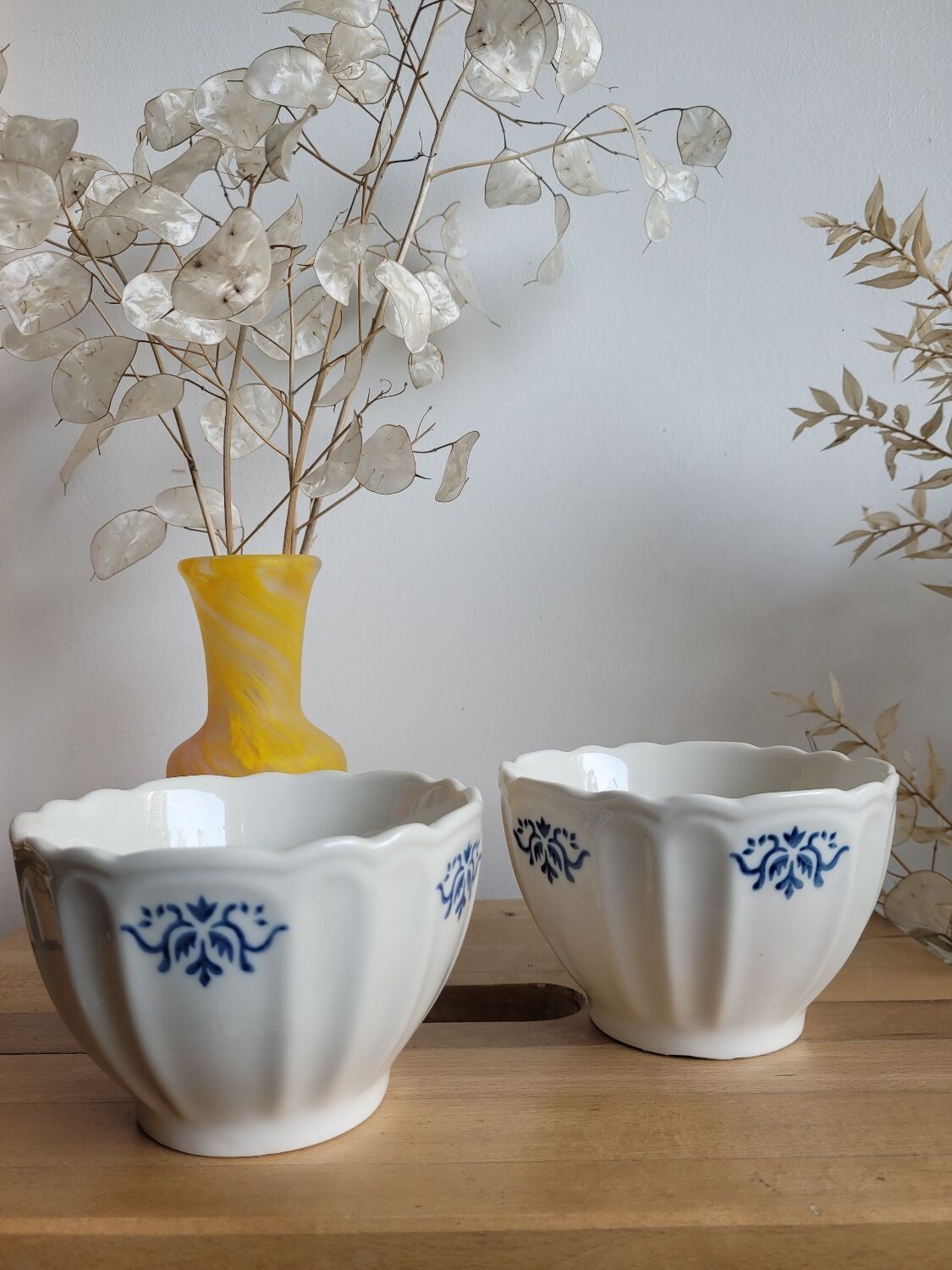 Duo of opaque porcelain bowls