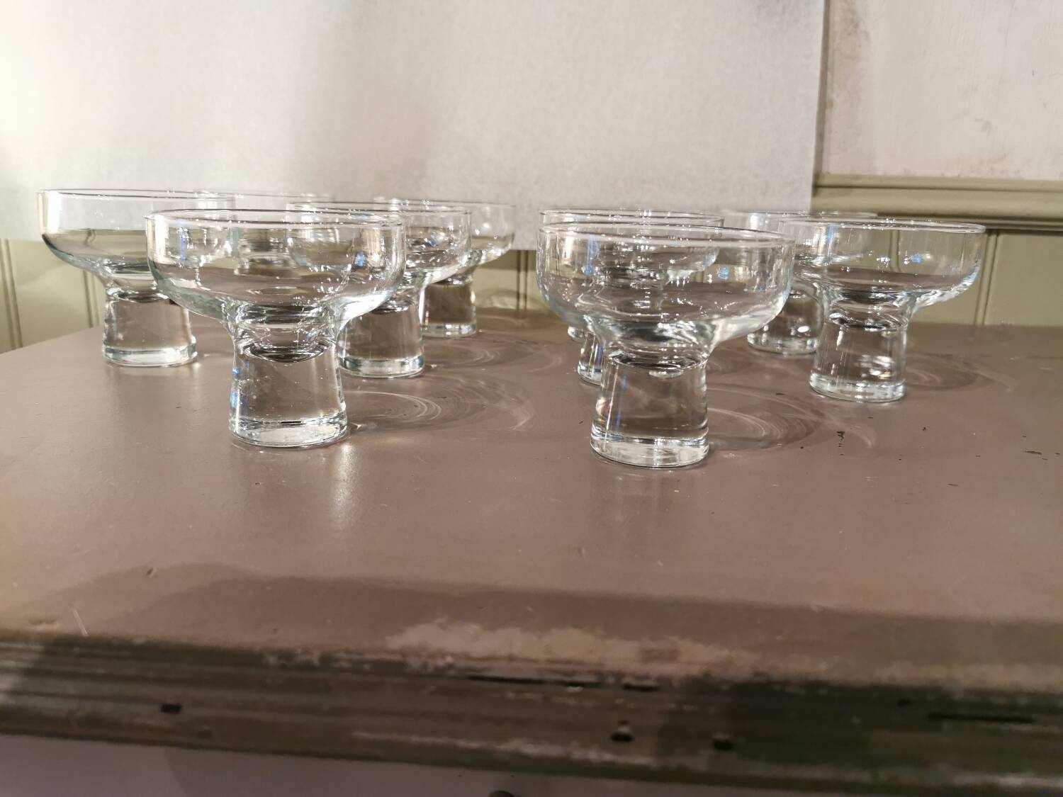 Lot de 10 coupes à Champagne vintage années 70