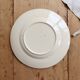 Ivory ironstone dessert plate – Pale blue and orange borders