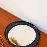 Miroir oval en plexi bleu marine, 1970