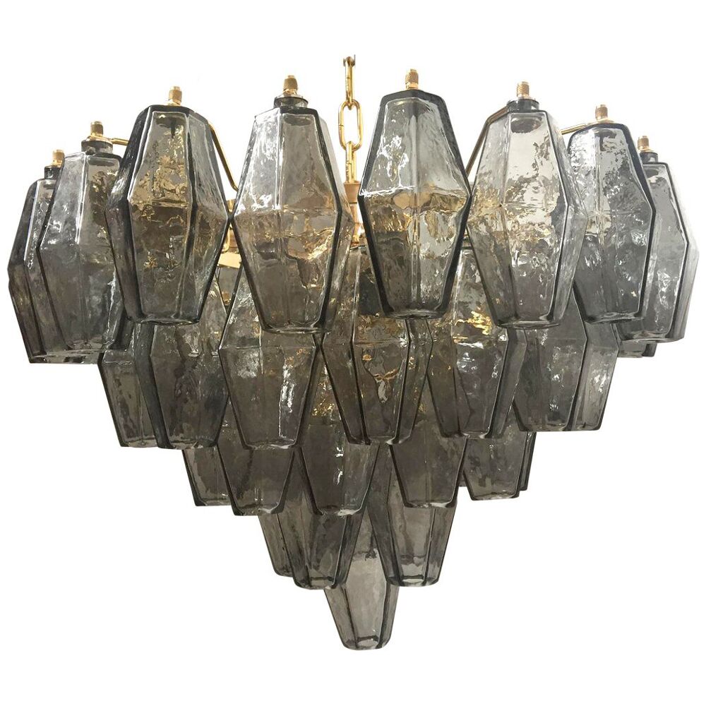 Grey”poliedri” murano glass chandelier d55