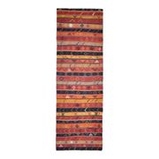 1970s Vintage Turkish Oushak Handmade Wool Cotton Red Runner Rug 124x382