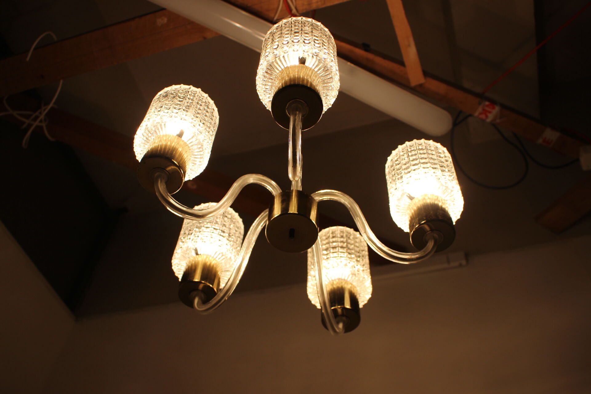 Mid-century glass chandelier,Kamenický Šenov 1970´s.