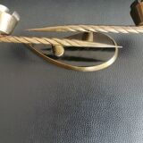1 applique double éclairage en laiton et verre noir et doré