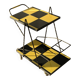 Vintage black and yellow checkered rolling bar trolley