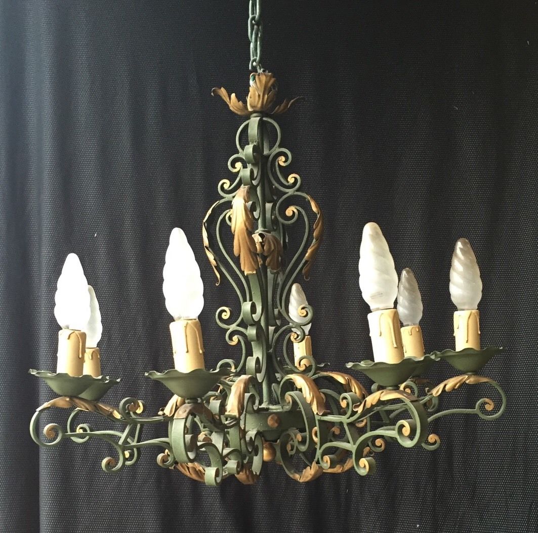 Wrought iron chandelier 1940