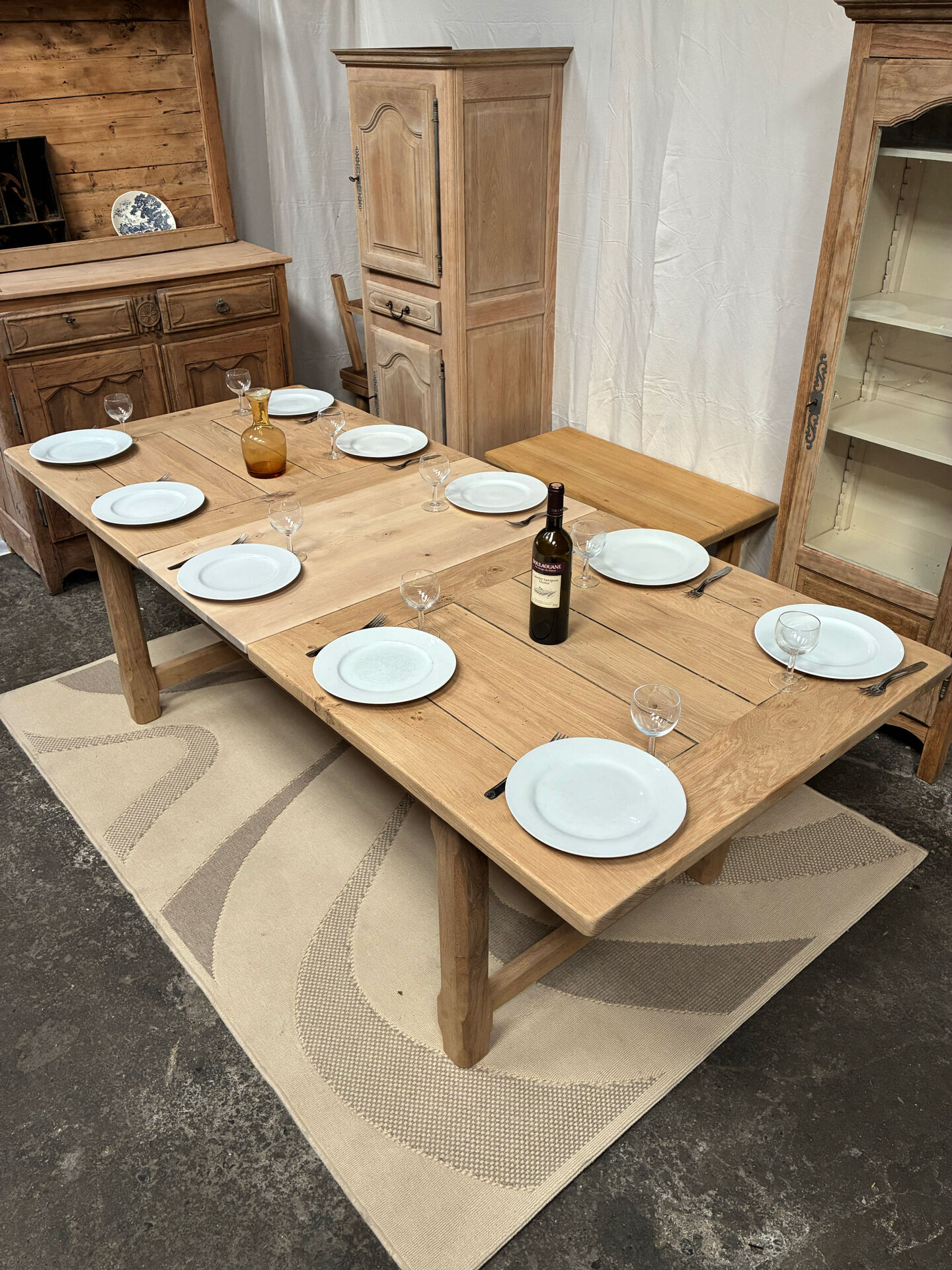 Table de ferme en chêne massif avec rallonge