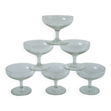 set of 6 engraved crystal champagne glasses 1950 8 X 9.5 cm
