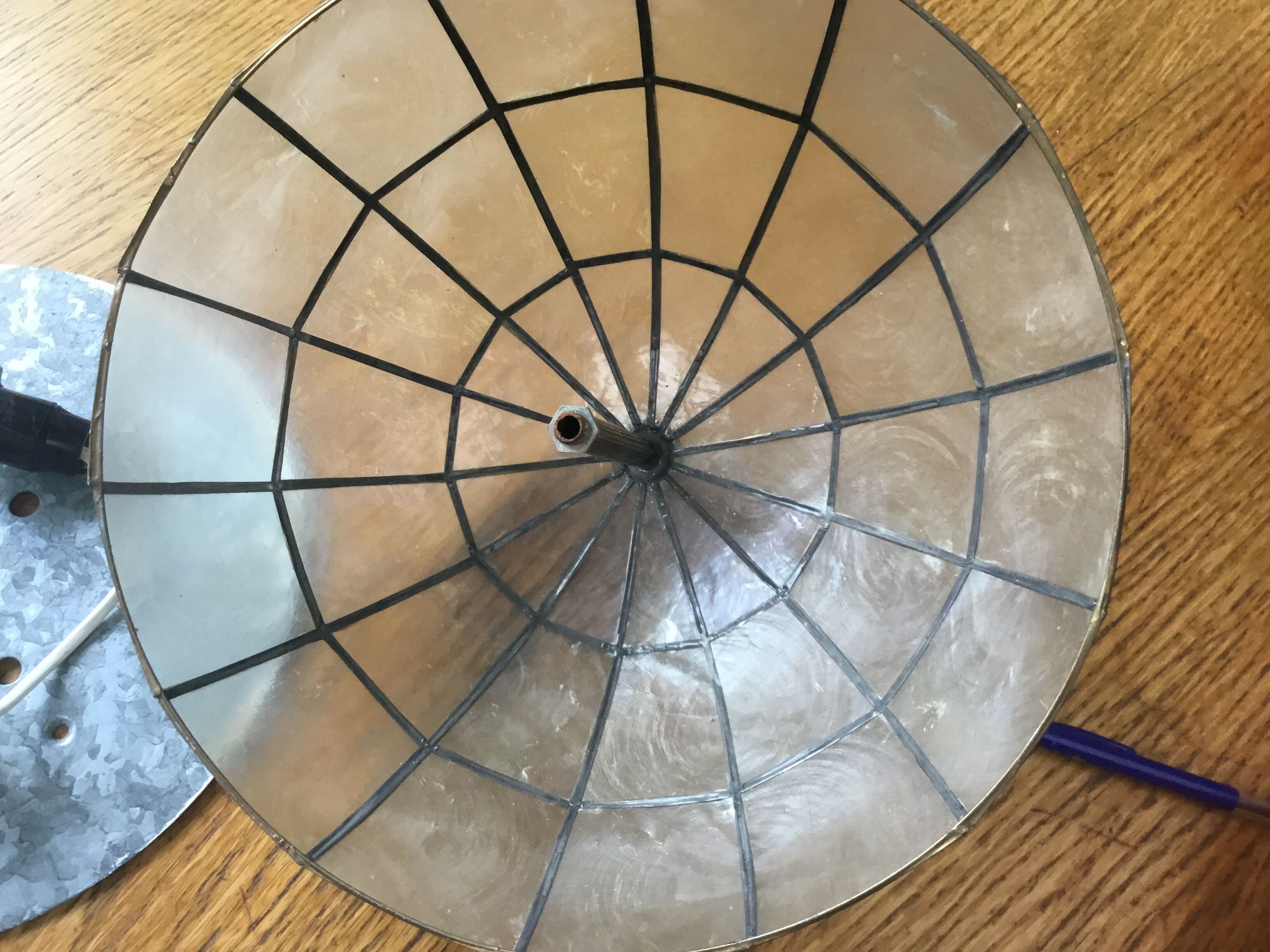 Mother-of-pearl and brass ceiling light