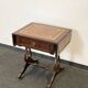 Antique Chesterfield Wing Chair with Stool and English Side Table