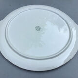 Large sky blue pie dish with gold edging