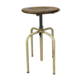 Workshop stool with system, metal and wood, adjustable industrial style