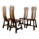 Brutalist Oak Dining Chairs Sculptural Backs by De Puydt, 1960s, Set of 4