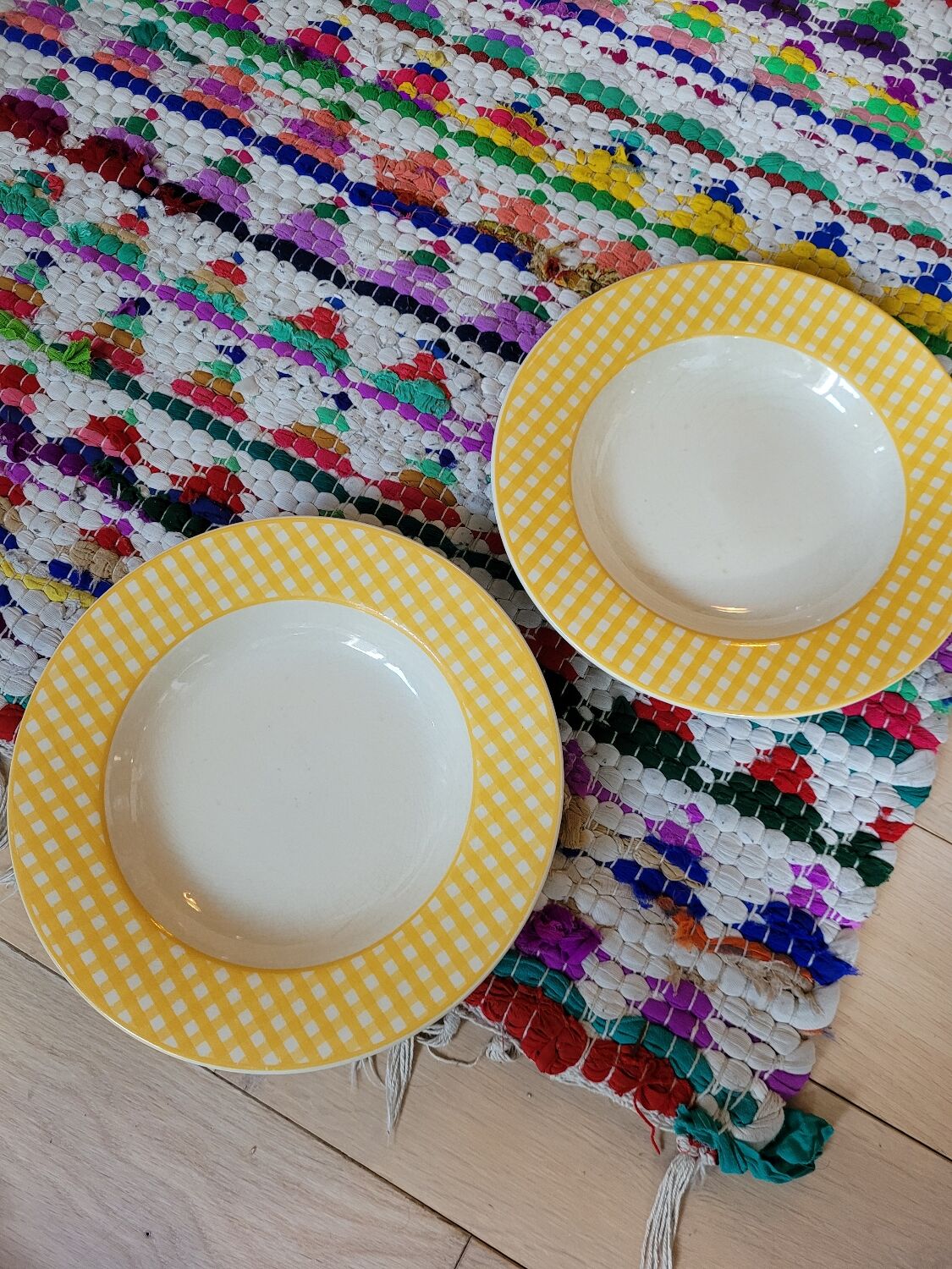 Set of 2 hollow plates opaque porcelain
