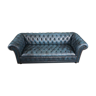 Canapé Chesterfield boutonné en cuir de vachette bleu, 2,5 places