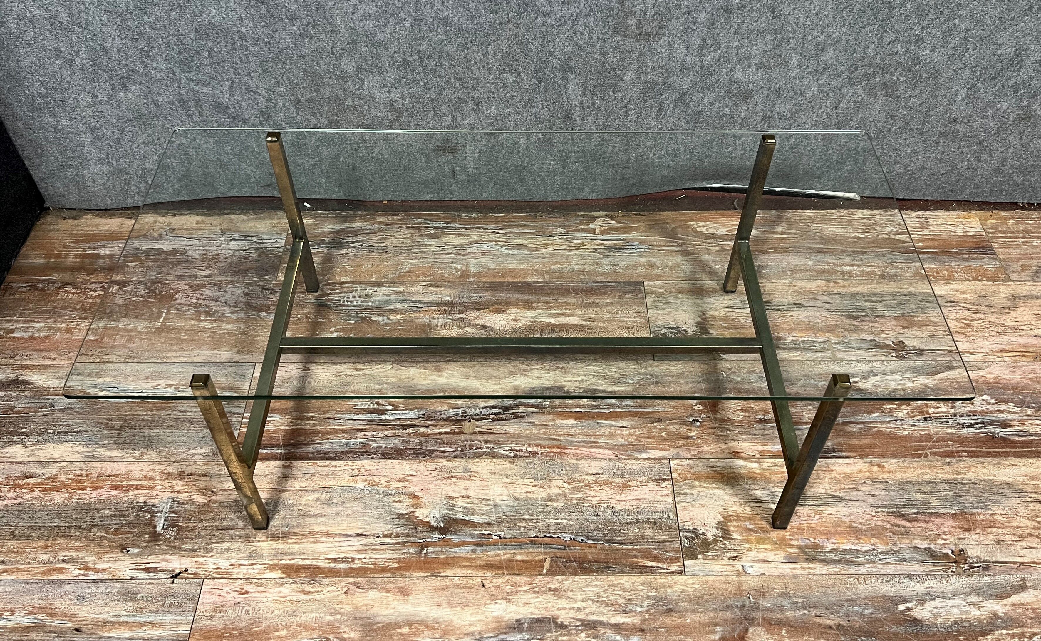 Vintage coffee table in gilded brass