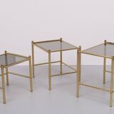 Brass nesting tables Hollywood Regency 1970s France