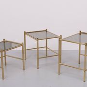 Brass nesting tables Hollywood Regency 1970s France