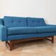 Norwegian living room set in blue fabric, vintage scandinavian 1960s