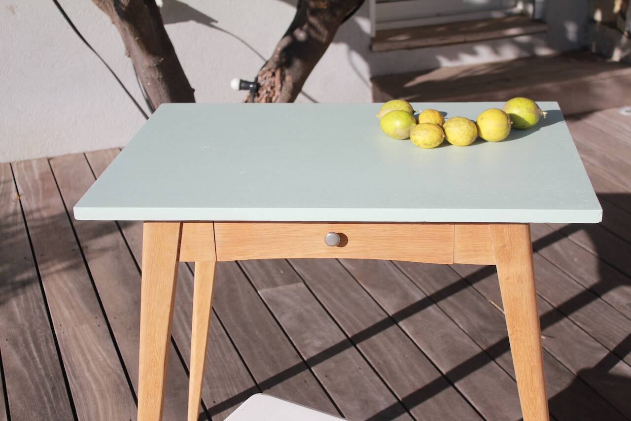 Vintage desk table with compass legs