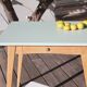 Vintage desk table with compass legs