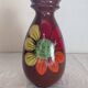 Large glazed ceramic vase with floral decoration – 1970s