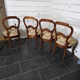 4 Louis Philippe style 19th century cherry wood chairs
