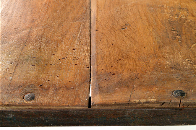 Teak and metal folding table