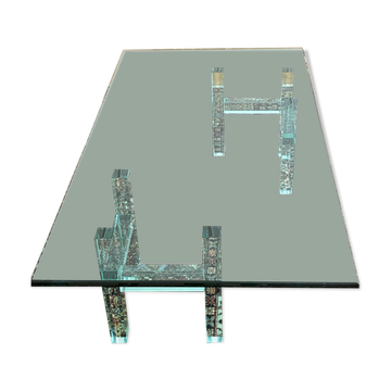 Rectangular glass coffee table, postmodern design — 1980s —