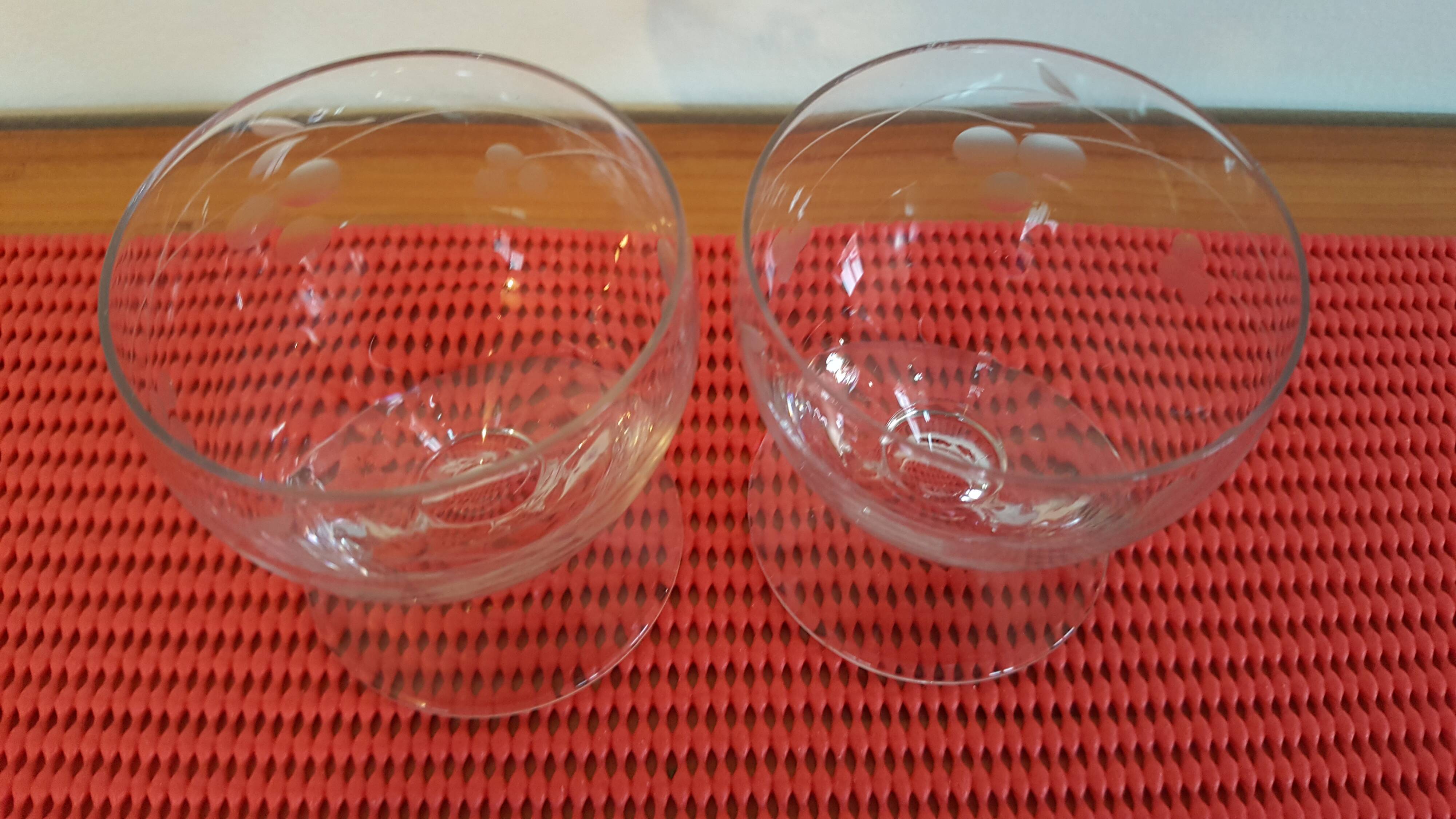 2 glasses blown and carved
