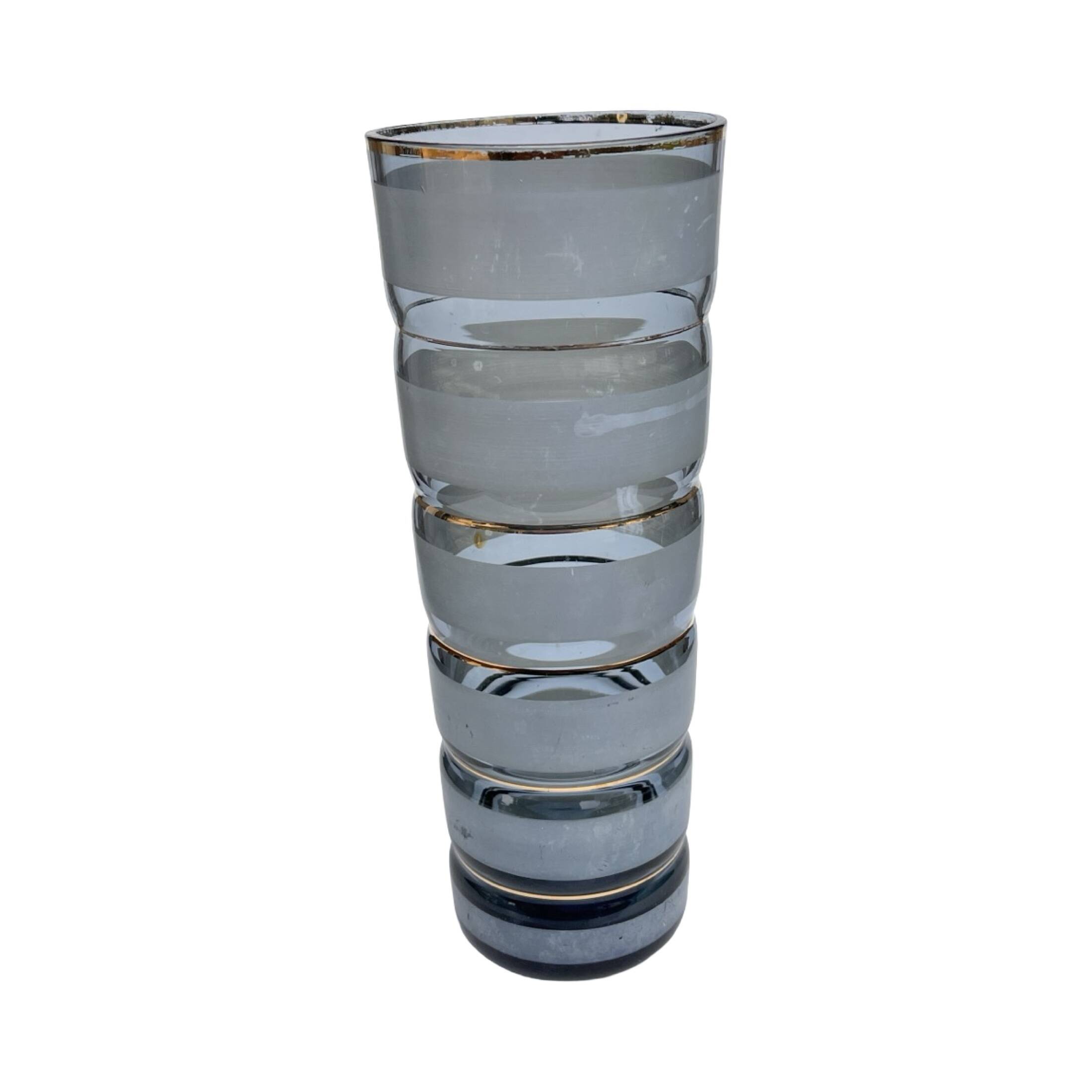 Smoked glass vase with gold stripe decoration, 1960s/1970s.