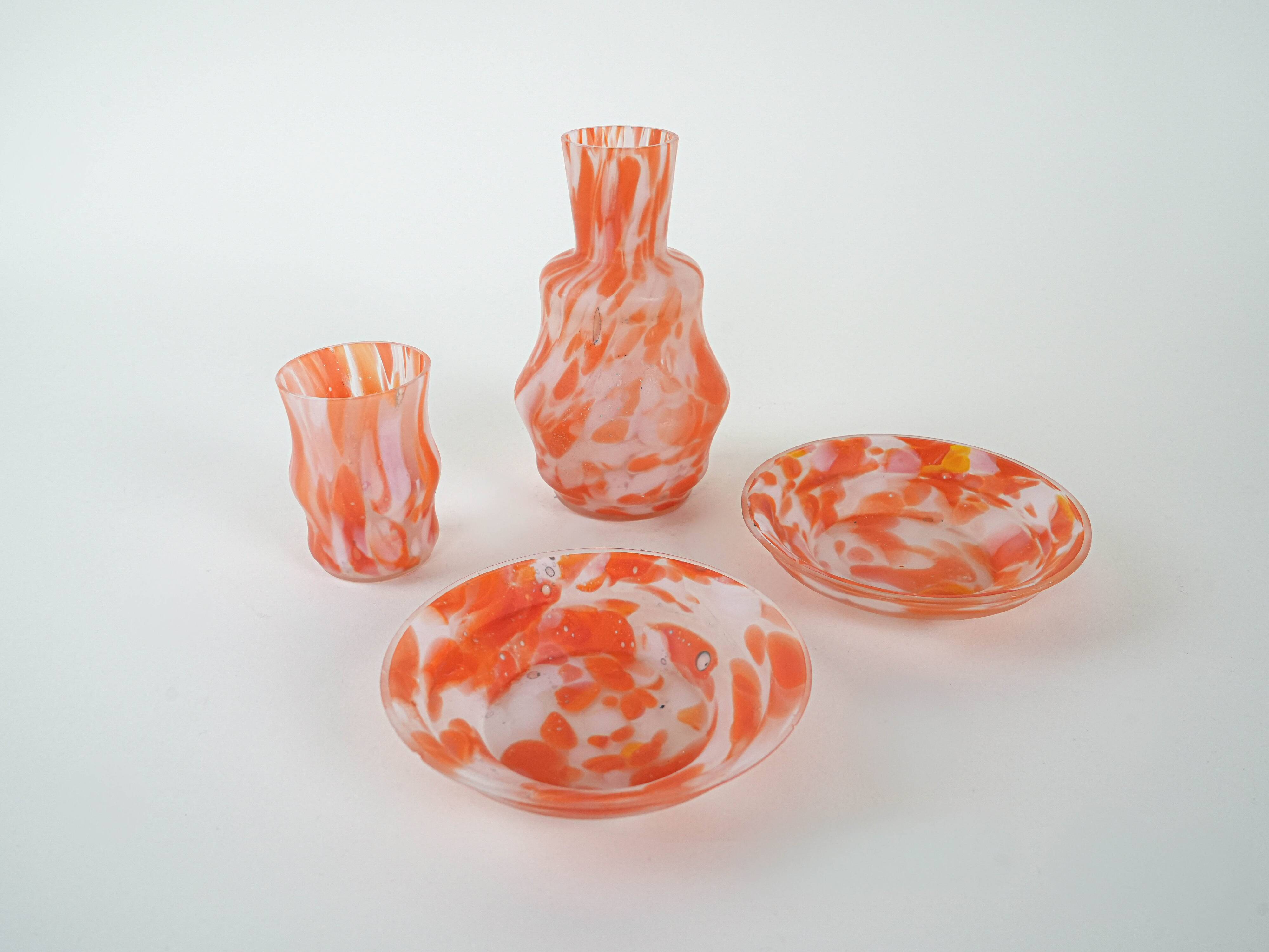 Set of artistic glass items, Italian design, 1970s, production: Italy