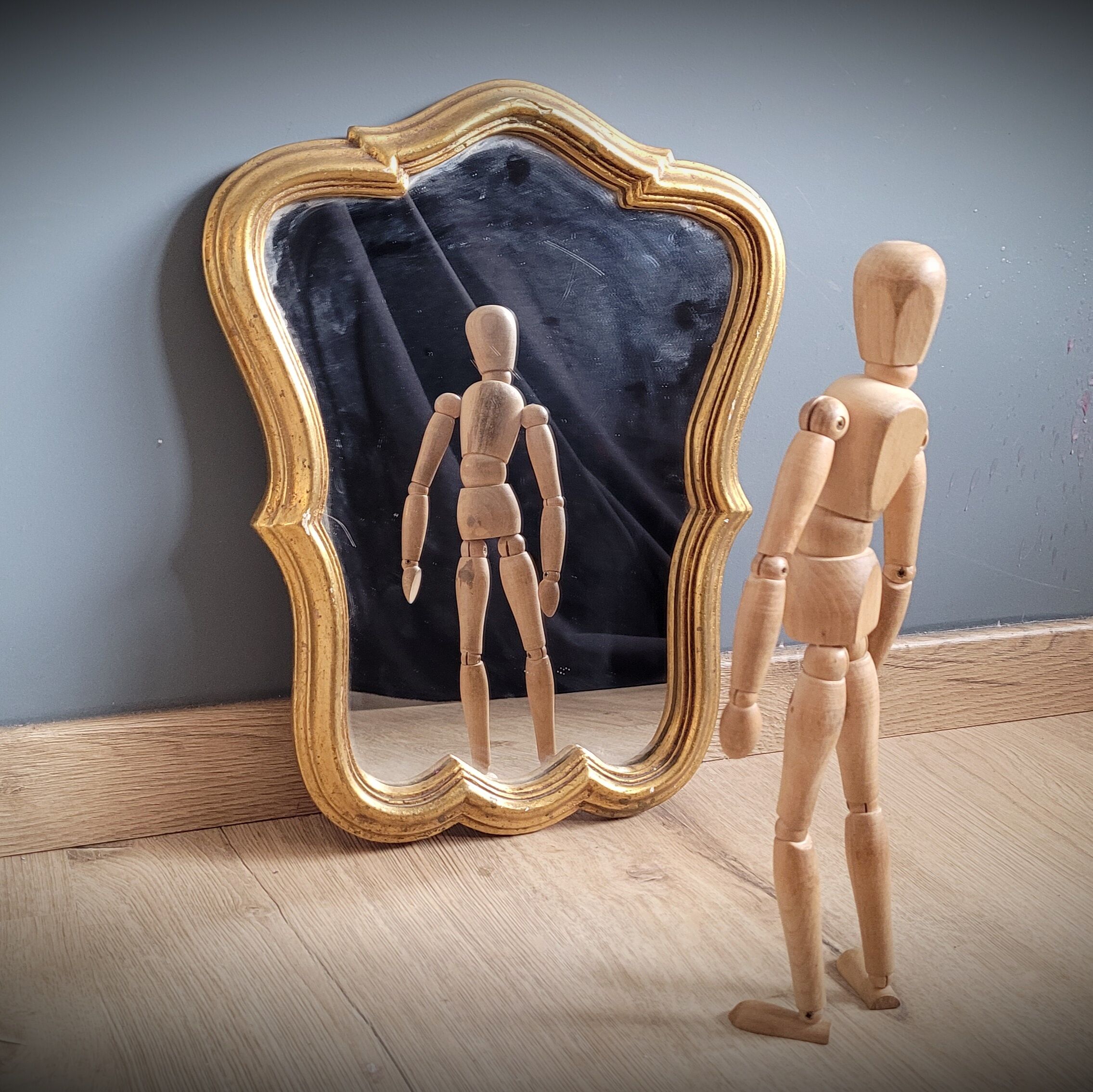 Miroir doré bois 37x29cm