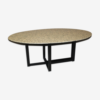 Design table in granite and black laqué steel around 1980