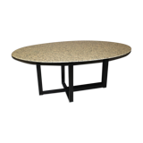 Design table in granite and black laqué steel around 1980