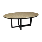 Design table in granite and black laqué steel around 1980
