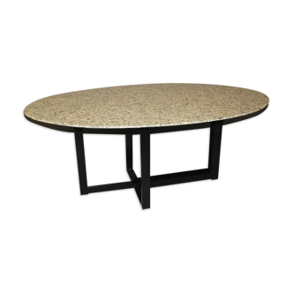 Design table in granite and black laqué steel around 1980