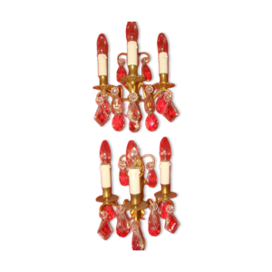 Paire d'appliques bronze - cristal