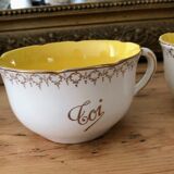 2 large Sarreguemines cups