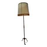 Large vintage floor lamp with fringed shade - retro chic style
