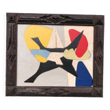 Abstract painting on wood panel