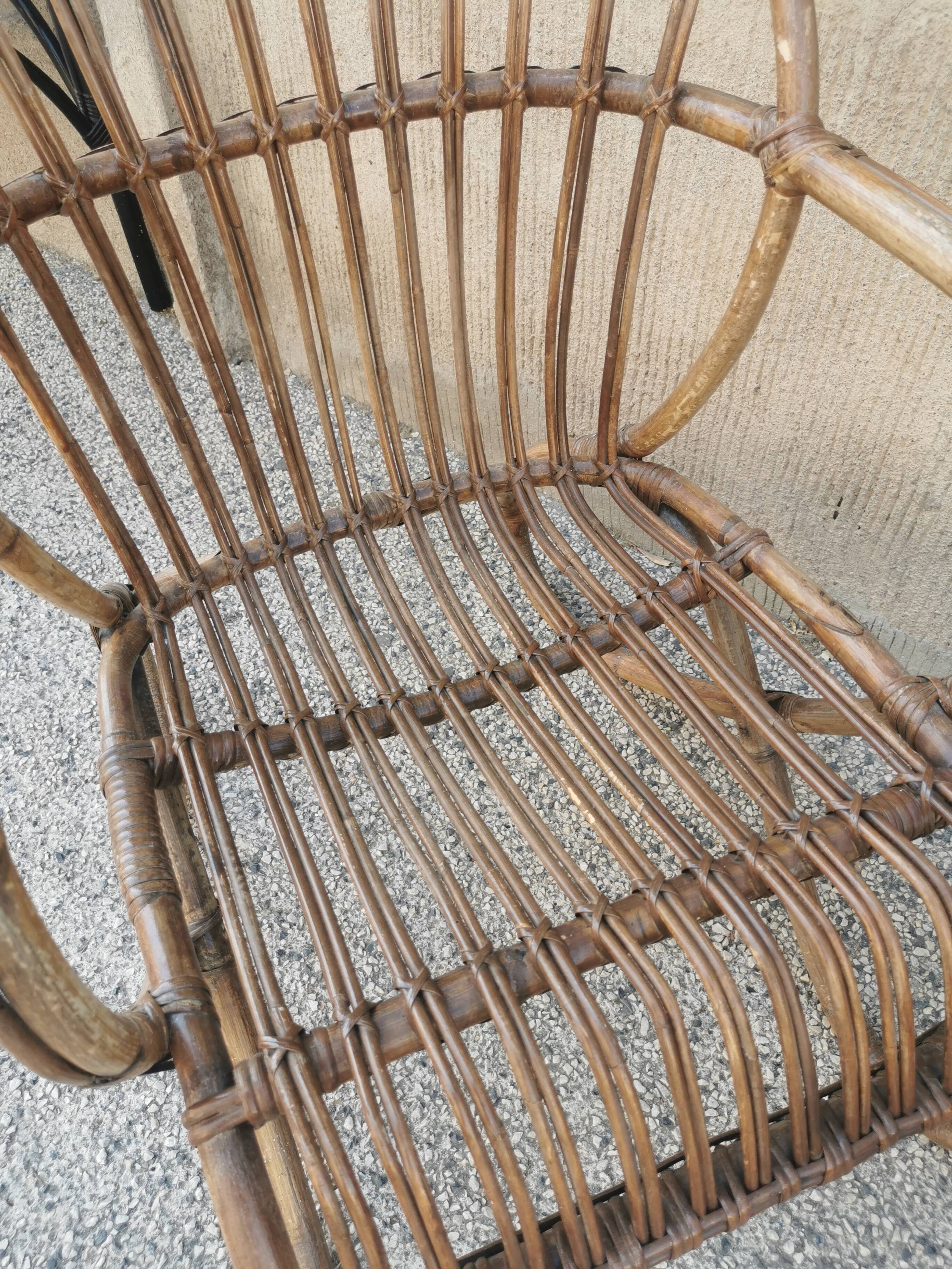 Pair of vintage rattan egg armchairs from the 60s