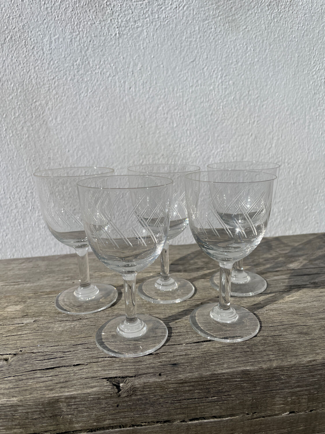 5 cut crystal stemmed glasses