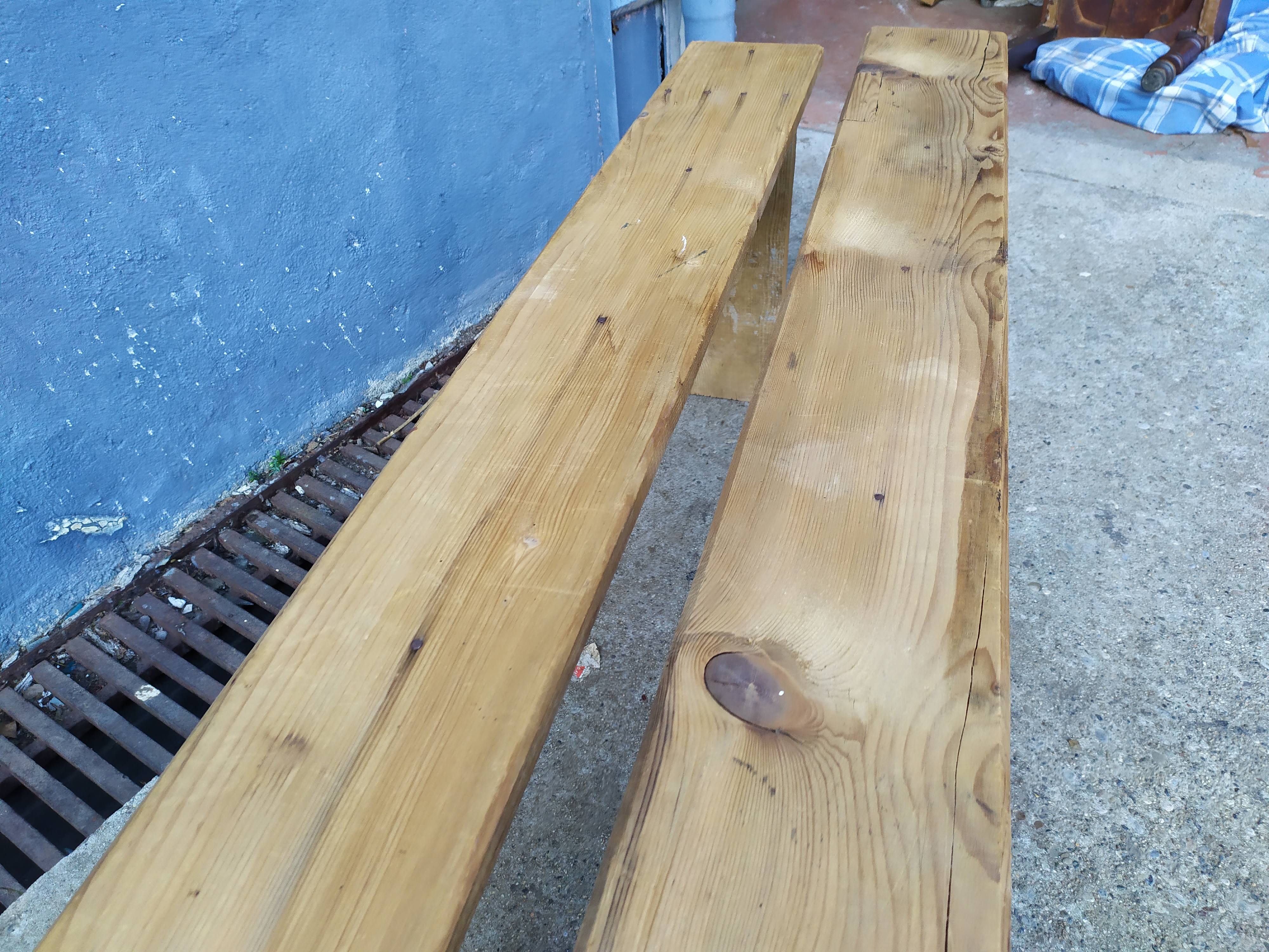 Pair of solid wooden farm benches
