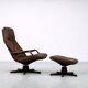 Vintage Mid-Century Danish Modern Leather Adjustable Easy Chair and Ottoman