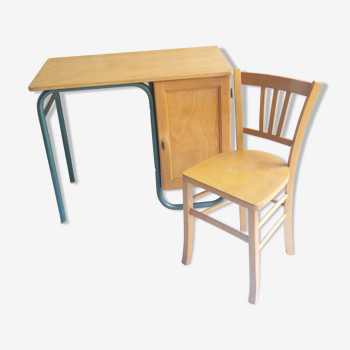 Bureau vintage années 50 et sa chaise en bois