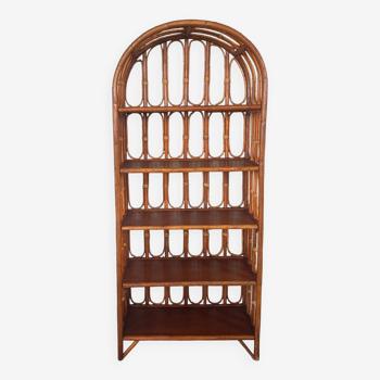 Wood and rattan bookcase